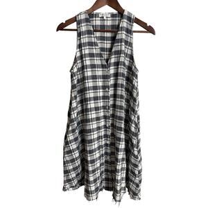 The Lady and the Sailor Plaid Garden Tunic Dress Raw Hem Womans Small